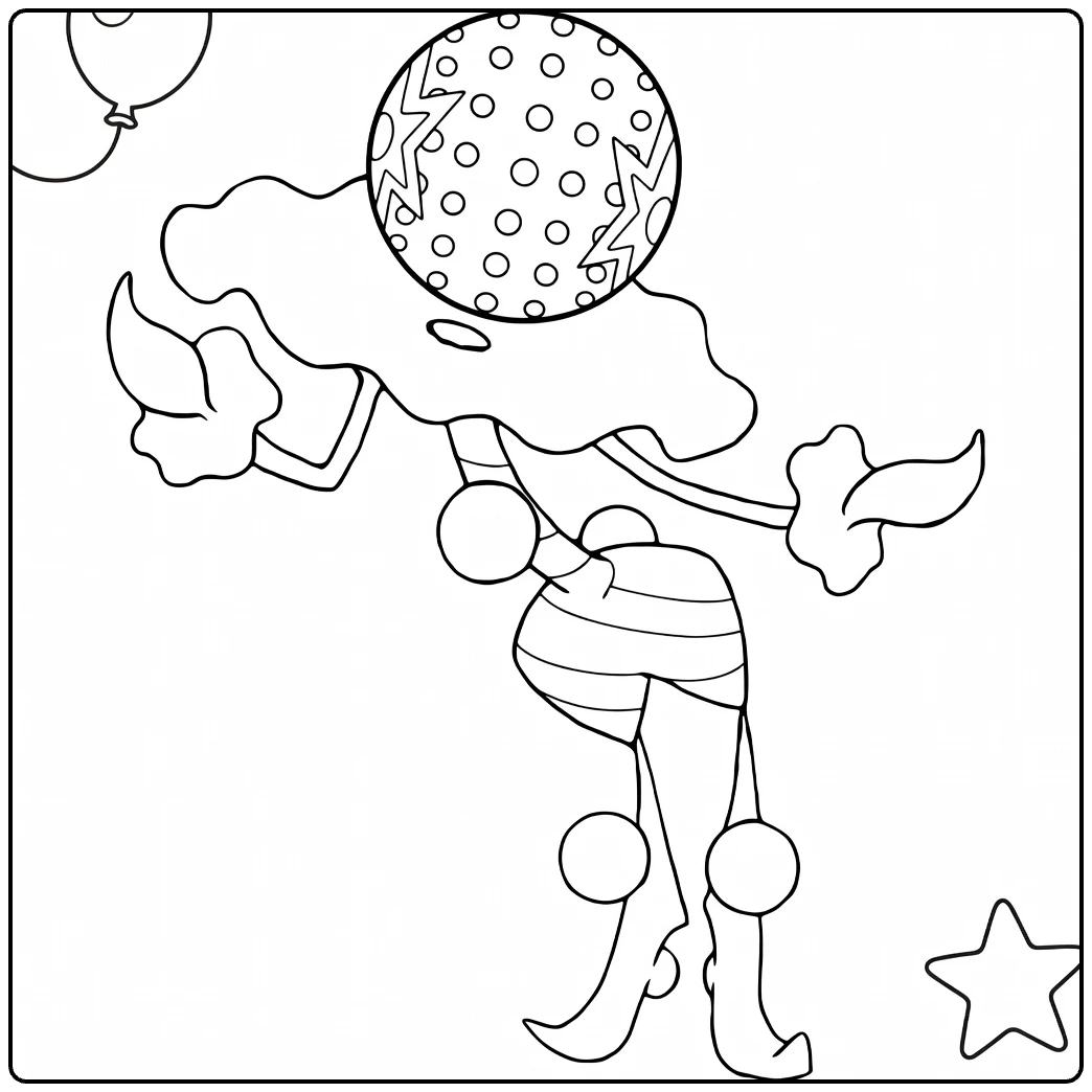 Pokemon Blacephalon kleurplaat met sterren en ballonnen