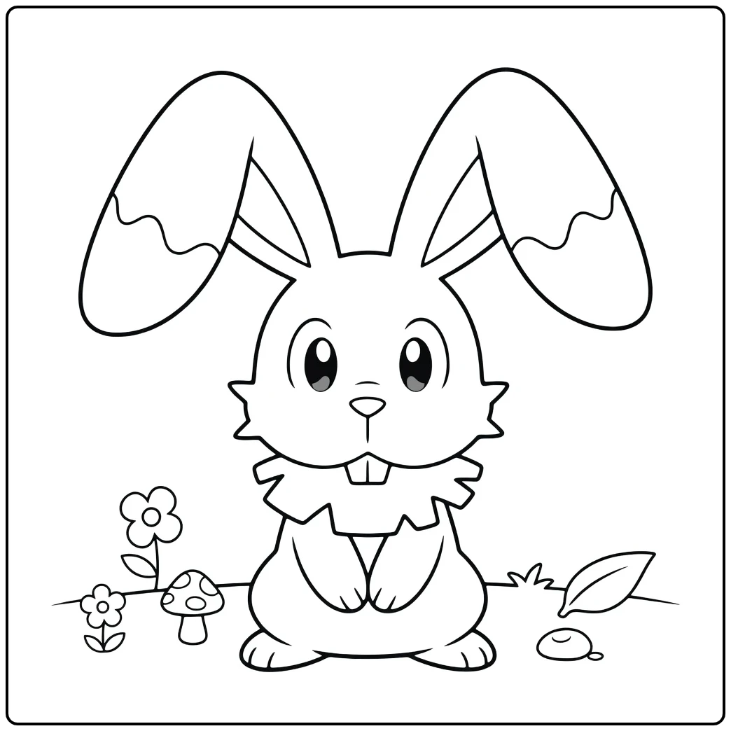 Pokemon Bunnelby kleurplaat schattig konijn met bloemen