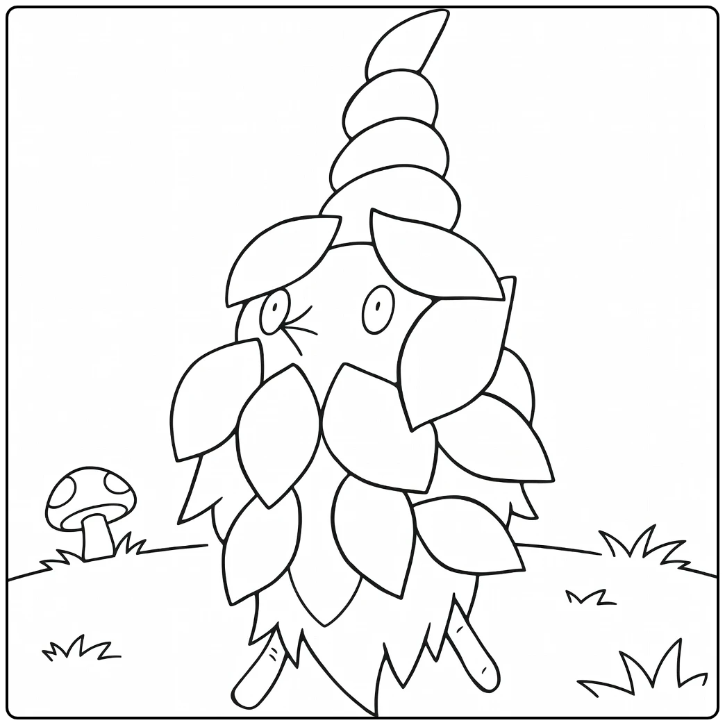 Pokemon Burmy kleurplaat Plantjas met bladeren