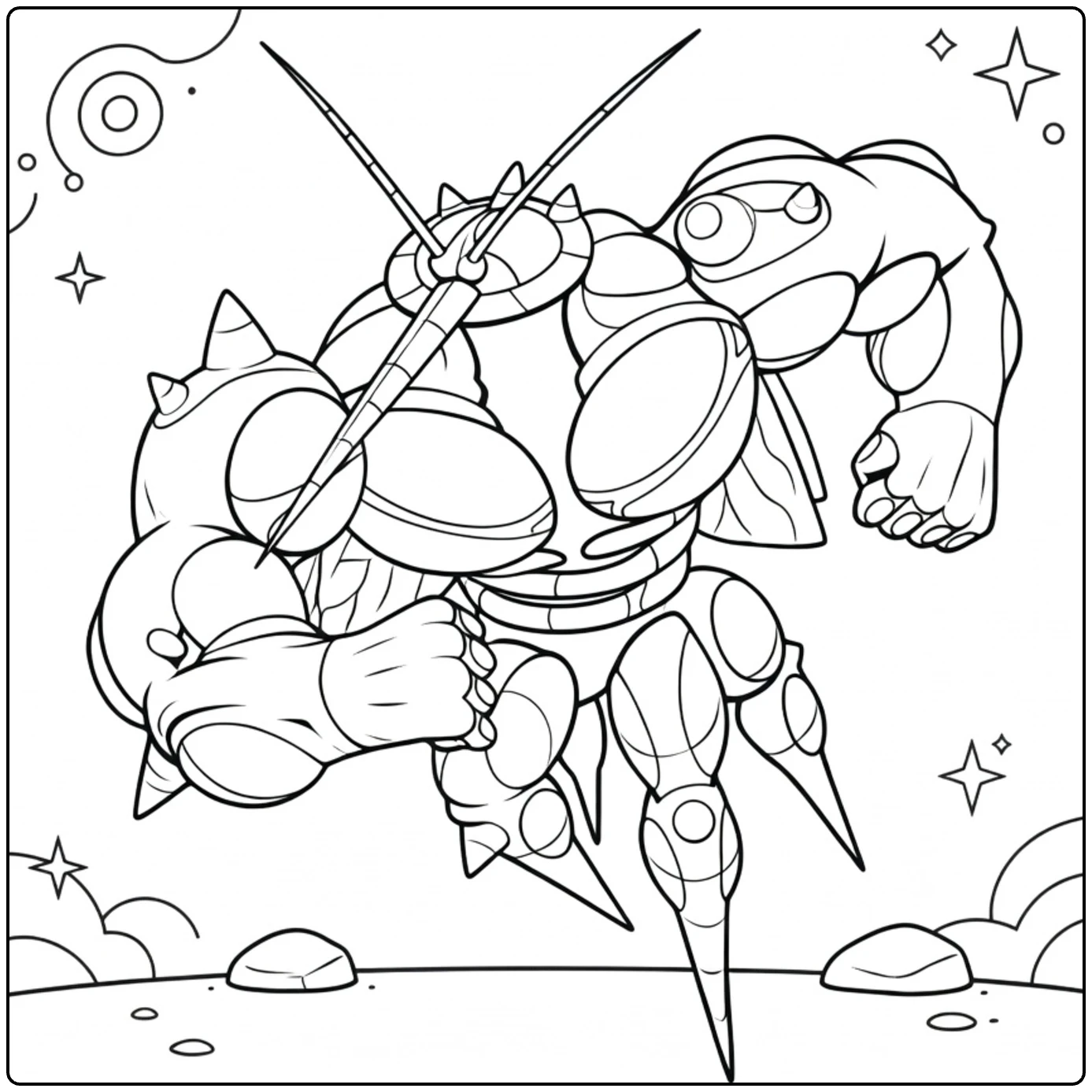 Pokemon Buzzwole kleurplaat: gespierde Ultra Beast