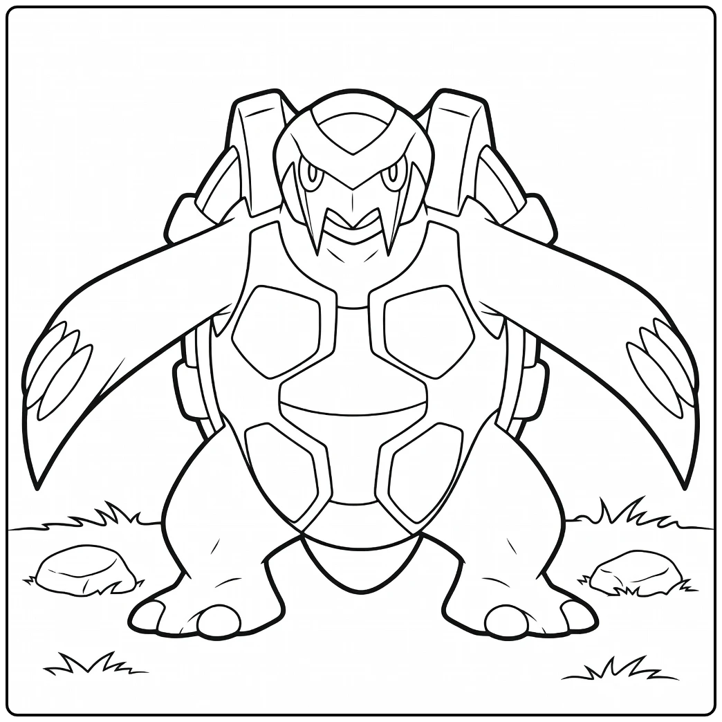 Pokemon Carracosta kleurplaat: stoere oer-schildpad