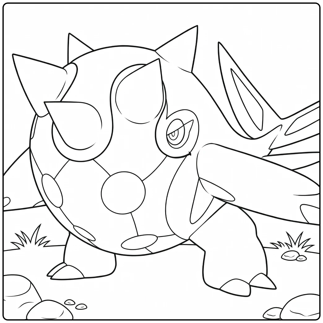 Pokemon Cetitan kleurplaat met stekels en klauwen