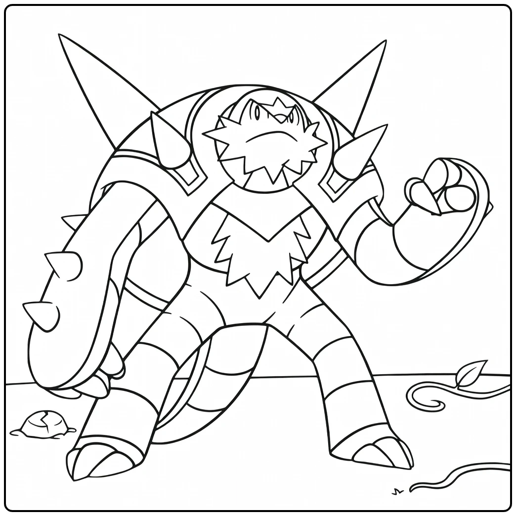 Pokemon Chesnaught kleurplaat - stoere schildPokémon tekening