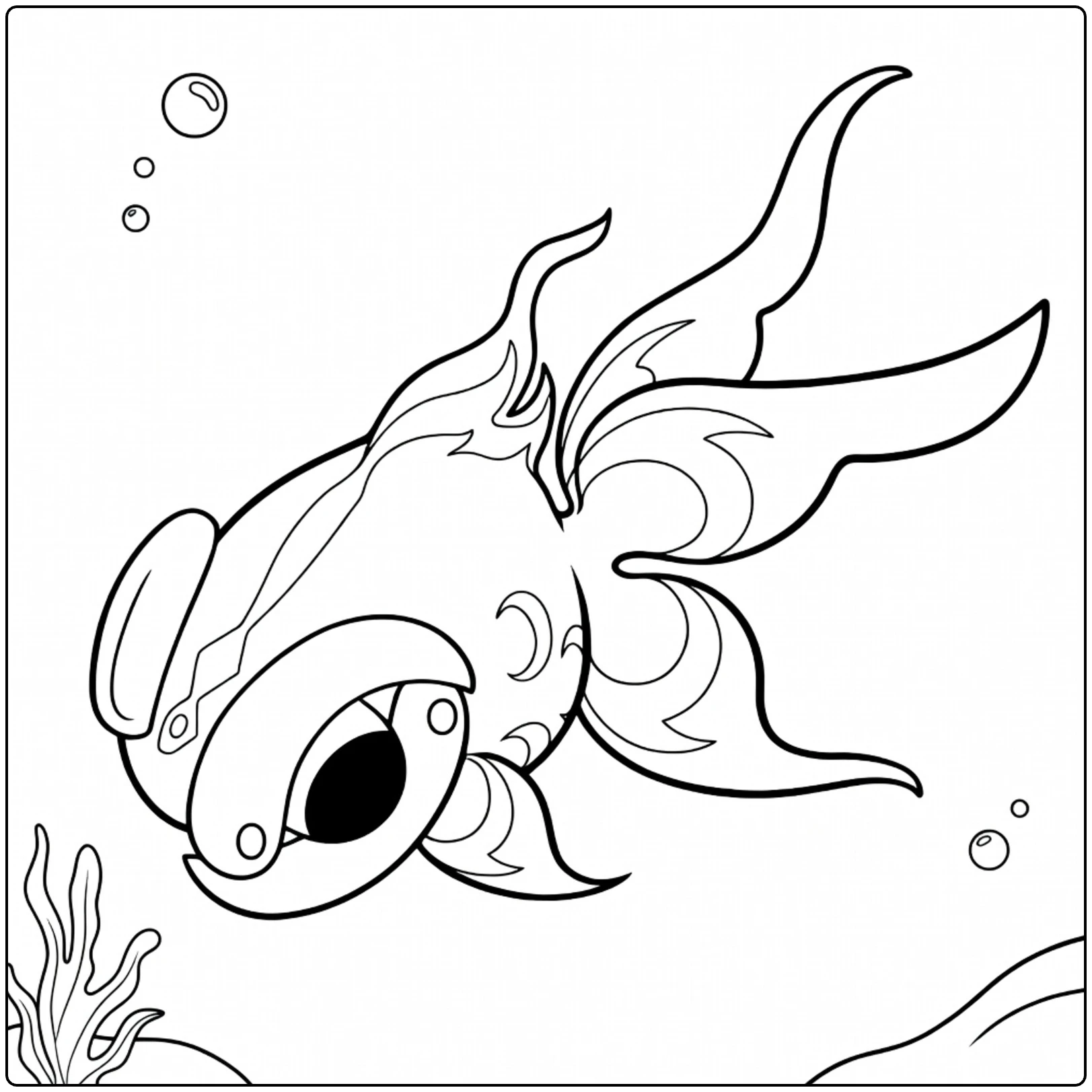 Pokemon Chi-Yu kleurplaat met bubbels en zeewier
