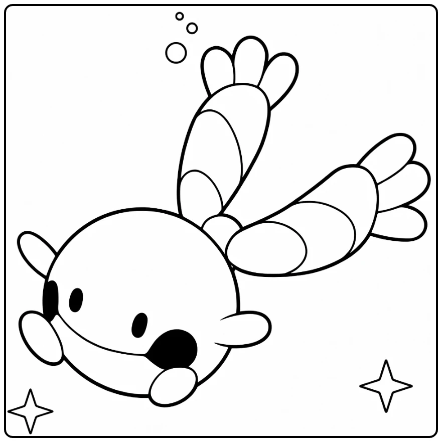 Pokemon Chingling kleurplaat met bubbels en sterren