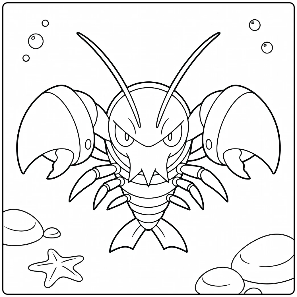 Pokemon Clauncher kleurplaat met klauwen en bubbels