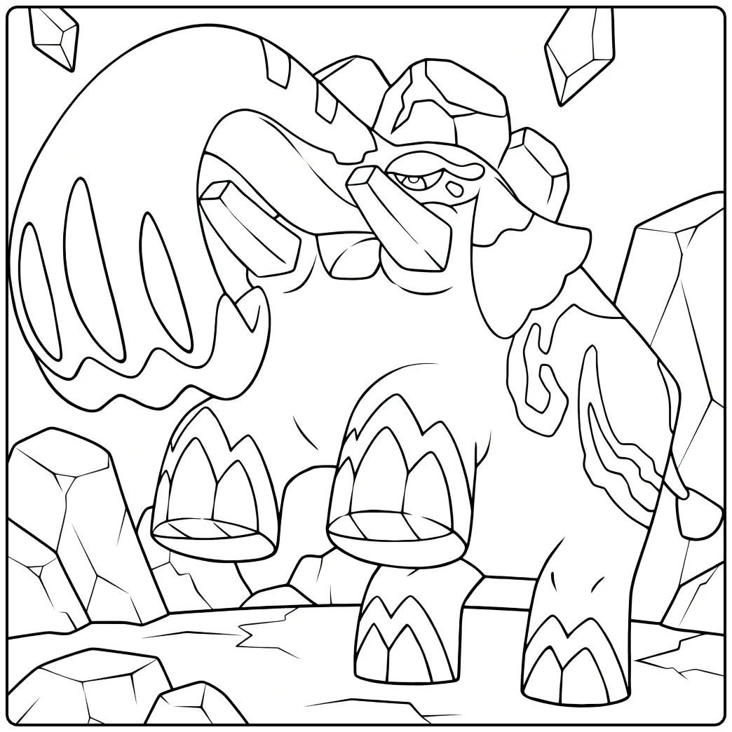 Pokemon Copperajah kleurplaat met kristallen olifant
