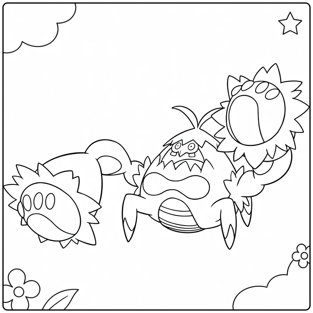 Pokemon Crabominable kleurplaat actiepose krab Pokémon