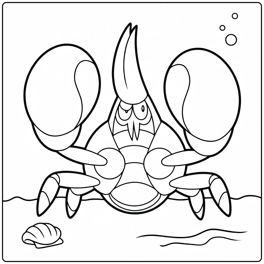 Pokemon Crabrawler kleurplaat stoere krab met klauwen