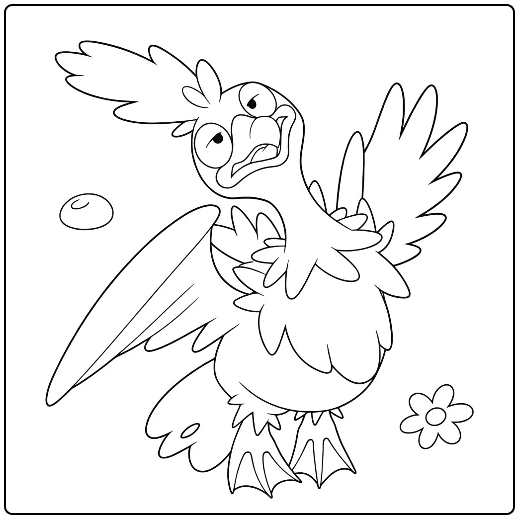 Pokemon Cramorant kleurplaat met vis in snavel