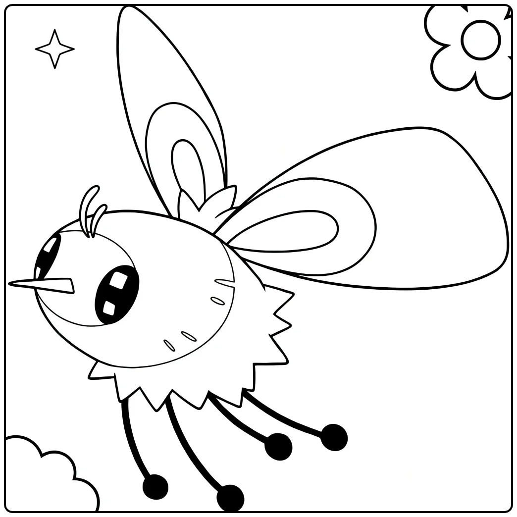 Pokemon Cutiefly kleurplaat schattige vliegende bij