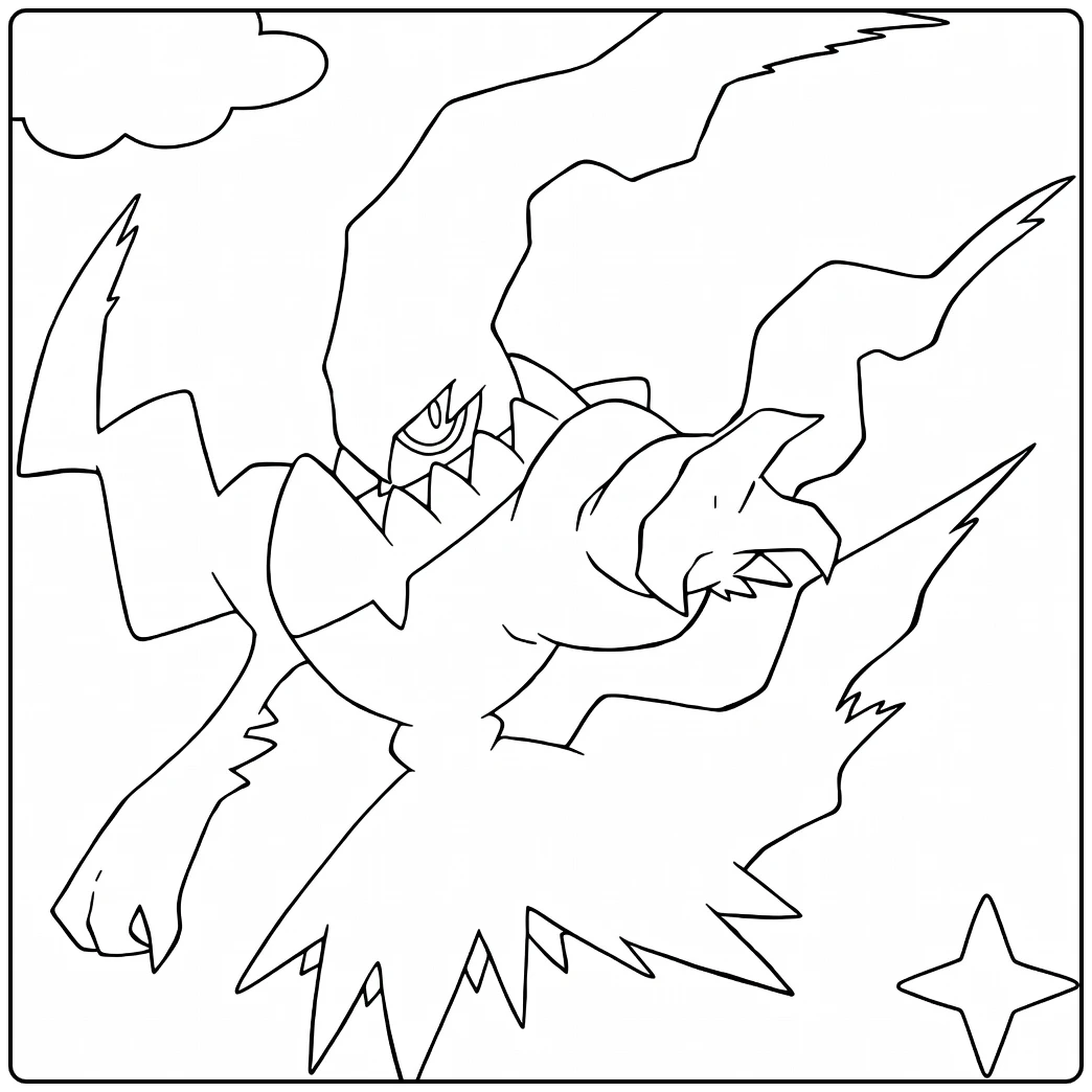 Pokemon Darkrai kleurplaat: donkere nachtmerrie Pokémon