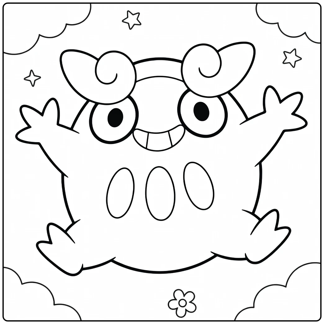 Pokemon Darumaka kleurplaat met wolken sterren