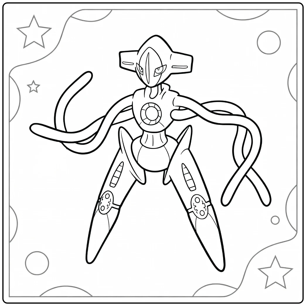 Pokemon Deoxys kleurplaat voor printen en kleuren
