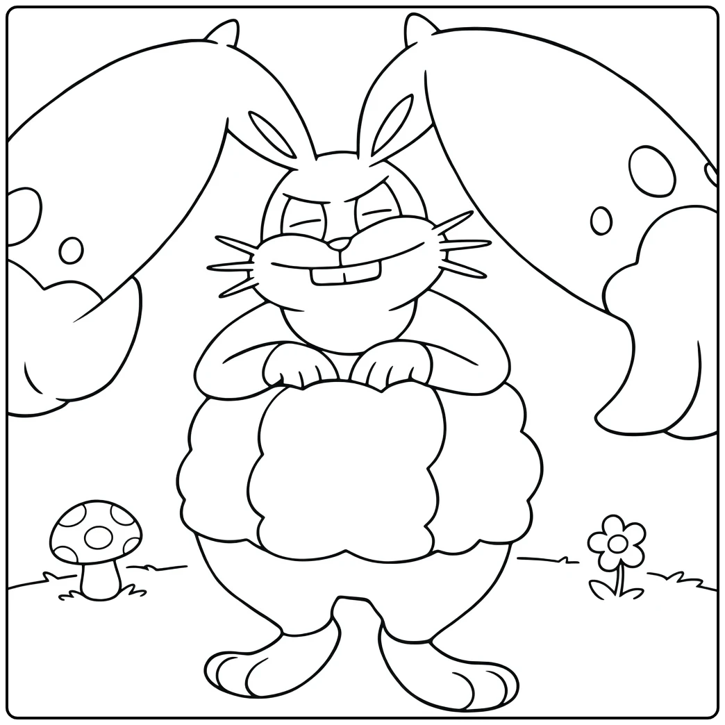 Pokemon Diggersby kleurplaat met grote oren en paddenstoel