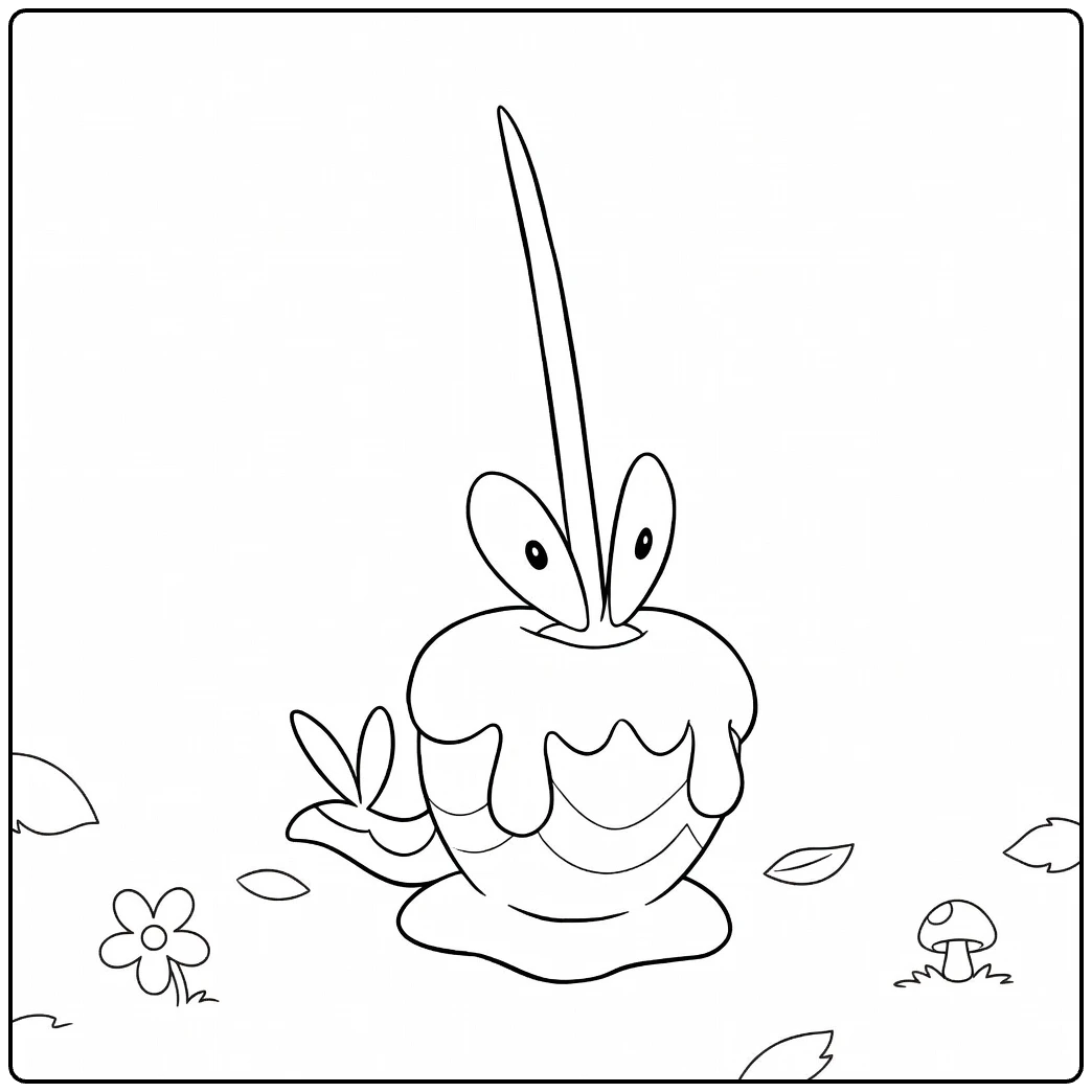 Pokemon Dipplin kleurplaat - schattige karamelappel Pokémon