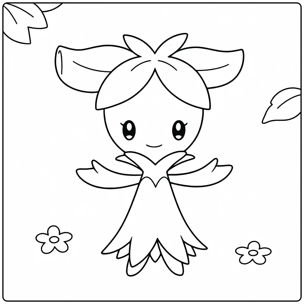Pokemon Dolliv kleurplaat schattig plantpokémon
