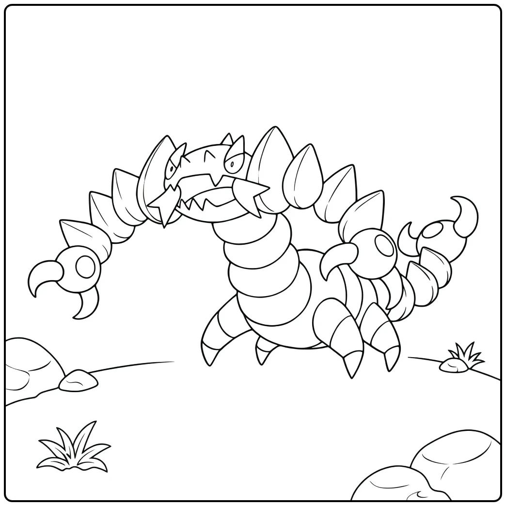 Pokemon Drapion kleurplaat - stoere schorpioen pose