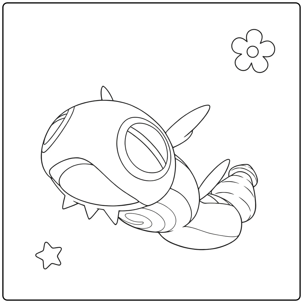Pokemon Dudunsparce kleurplaat met bloemen en sterren