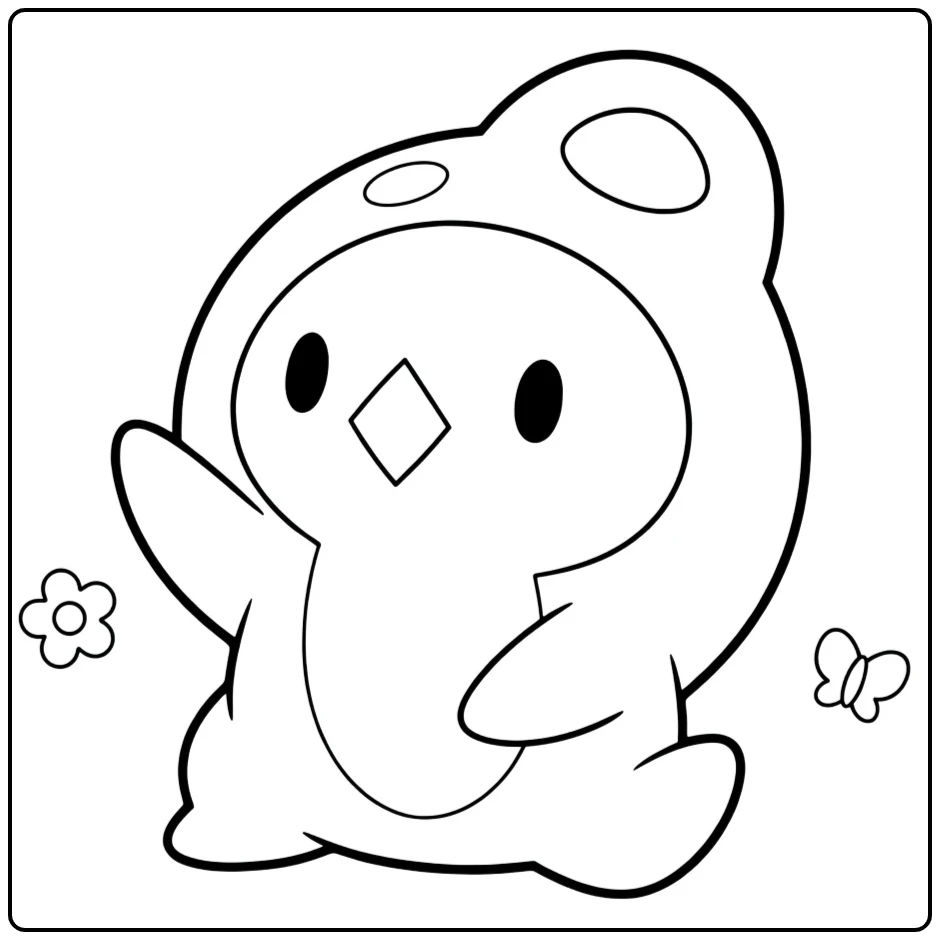 Pokemon Duosion kleurplaat schattig zwaaiend met bloem