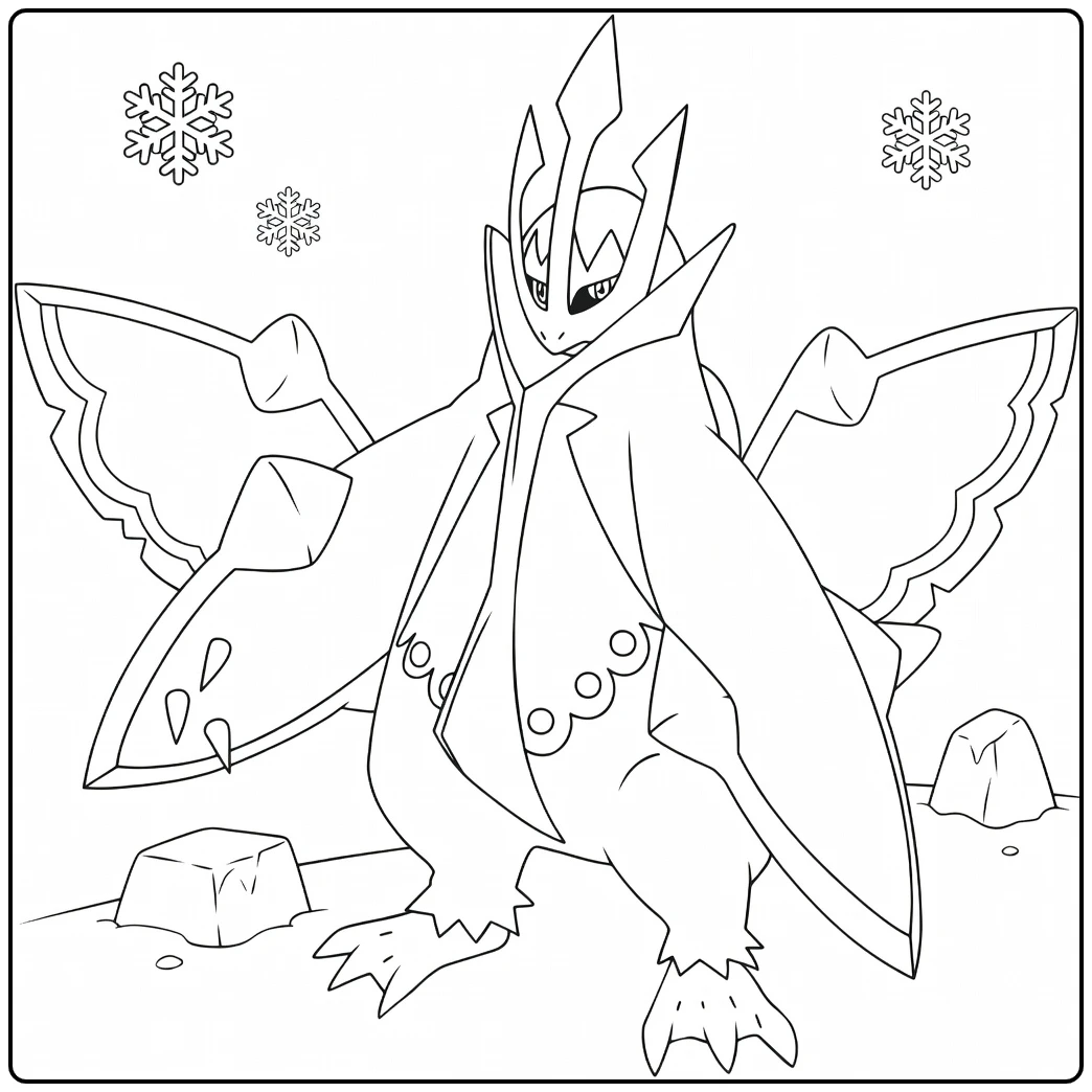 Pokemon Empoleon kleurplaat met sneeuw en ijs