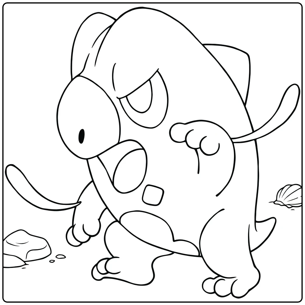 Pokemon Frigibax kleurplaat: stoere ijsdraak met schelpen