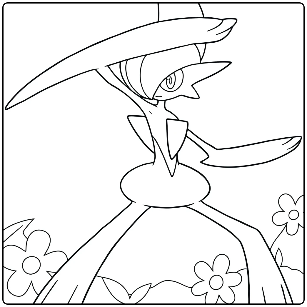 Pokemon Gallade kleurplaat in stoere actiepose