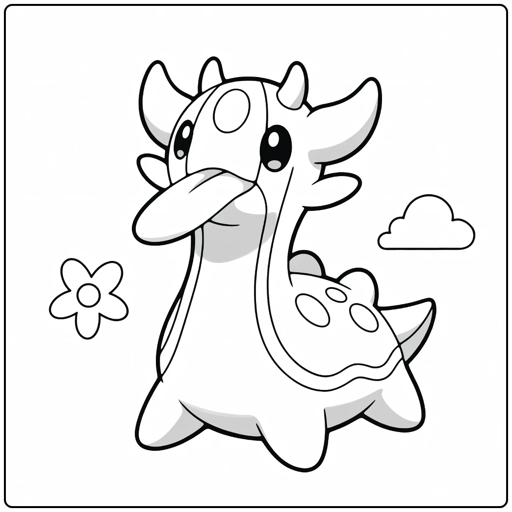 Pokemon Gastrodon kleurplaat met bloem en wolk