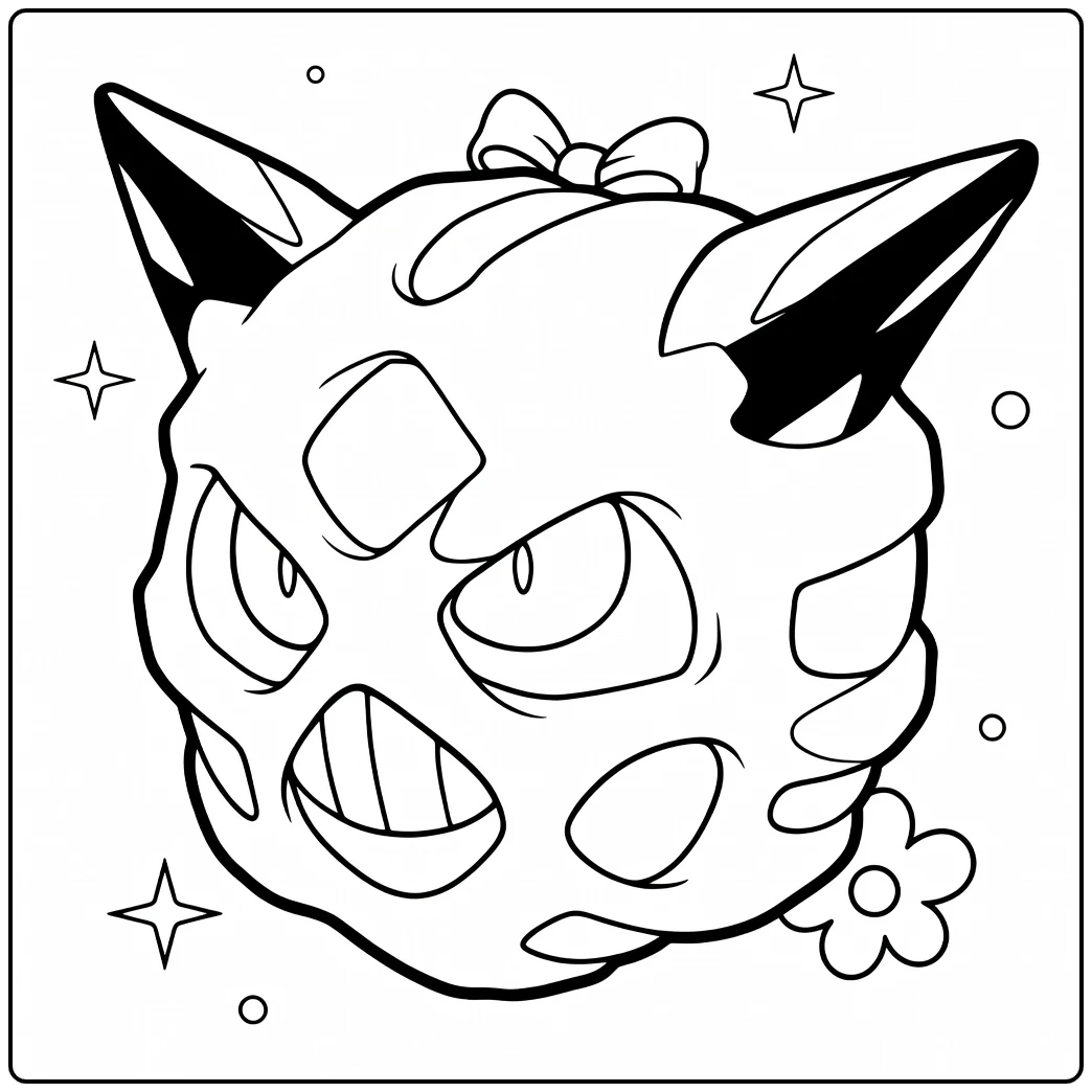 Pokemon Glalie kleurplaat met strik en sterren