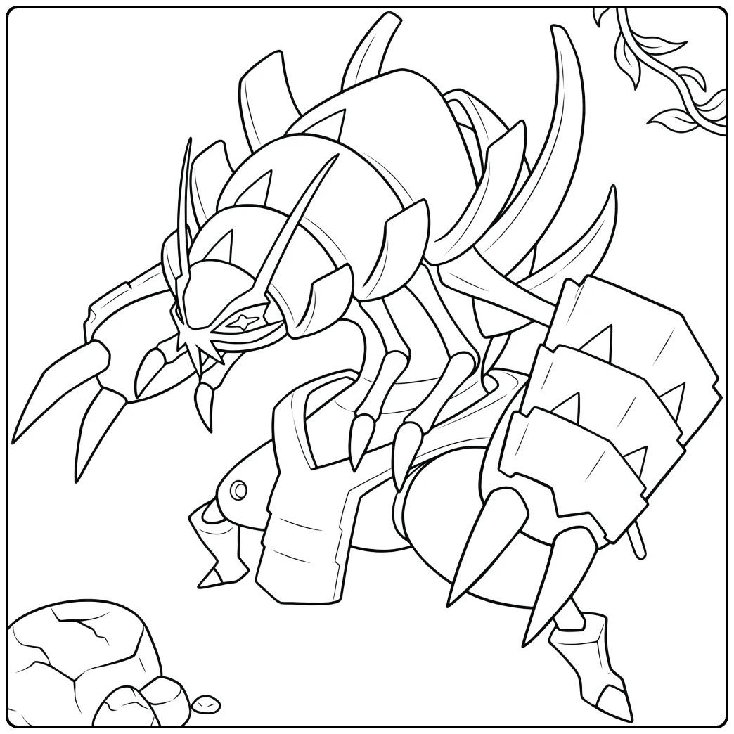 Pokemon Golisopod kleurplaat met klauwen en pantser