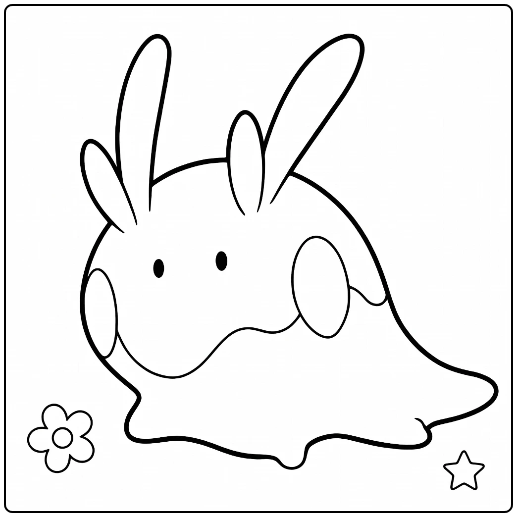 Pokemon Goomy kleurplaat - schattige slime met bloem