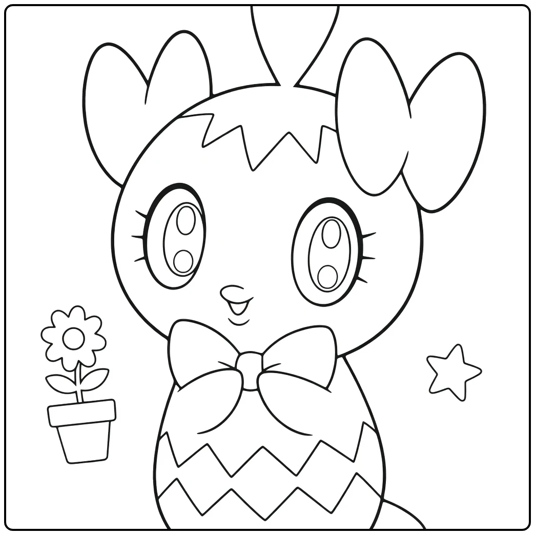 Pokemon Gothita kleurplaat schattig met bloem en ster