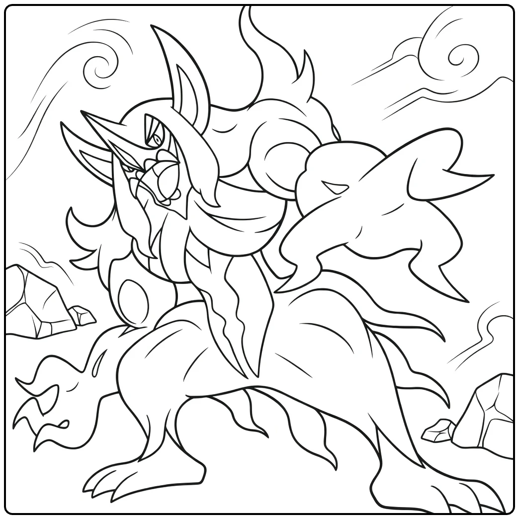 Pokemon Grimmsnarl kleurplaat in stoere actiepose
