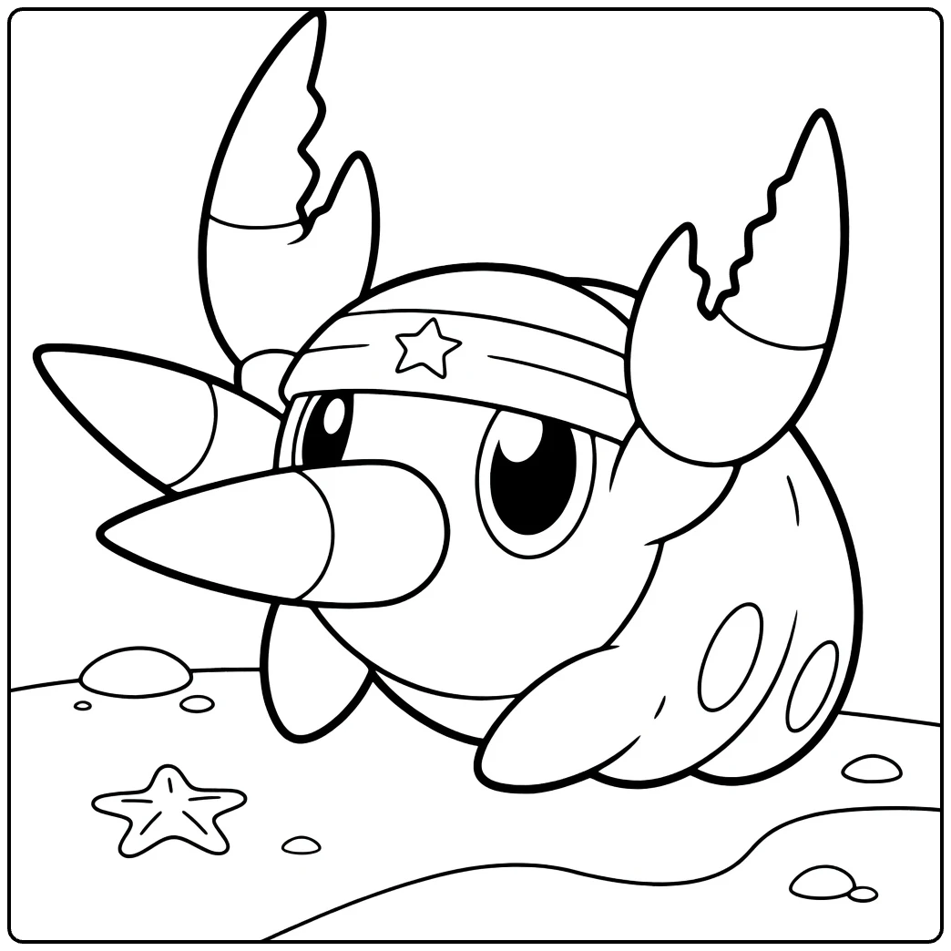Pokemon Grubbin kleurplaat met klauwen bandana en ogen