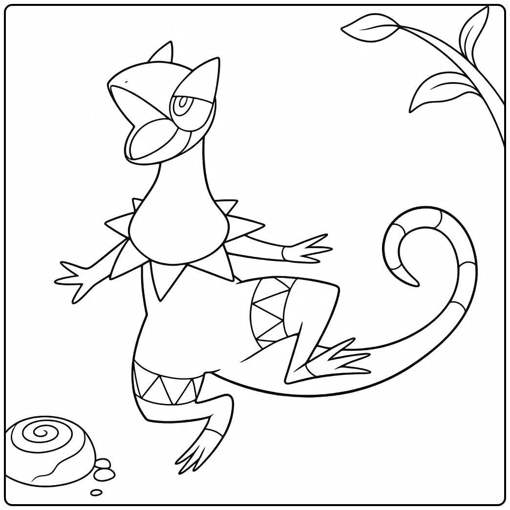 Pokemon Heliolisk kleurplaat in dynamische pose