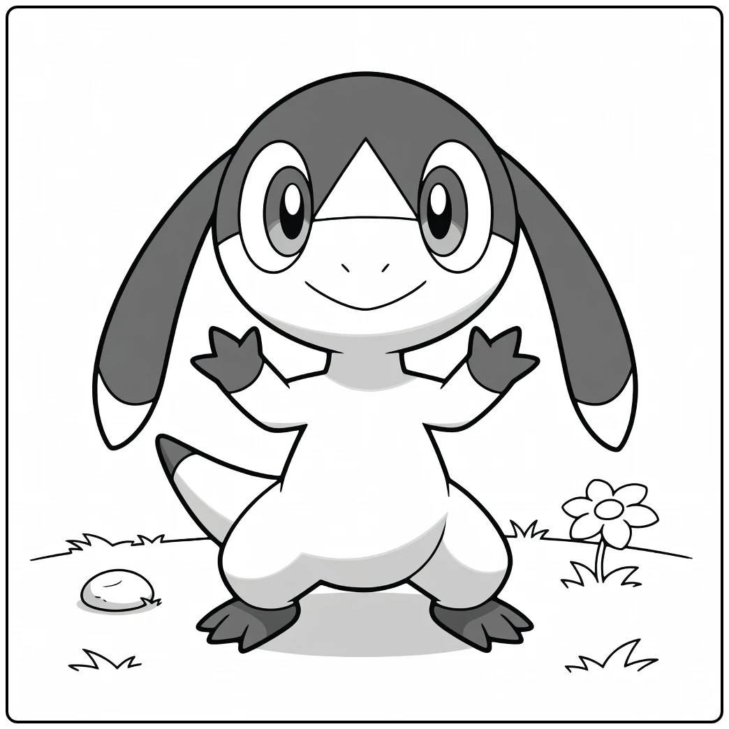 Pokemon Helioptile kleurplaat schattig met bloem