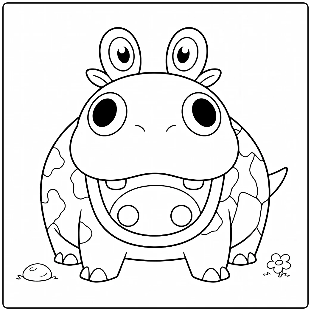 Pokemon Hippopotas kleurplaat met grote ogen