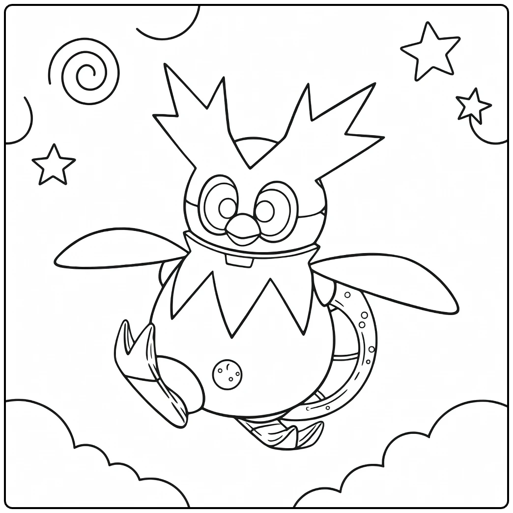 Pokemon Iron Bundle kleurplaat vliegend met sterren