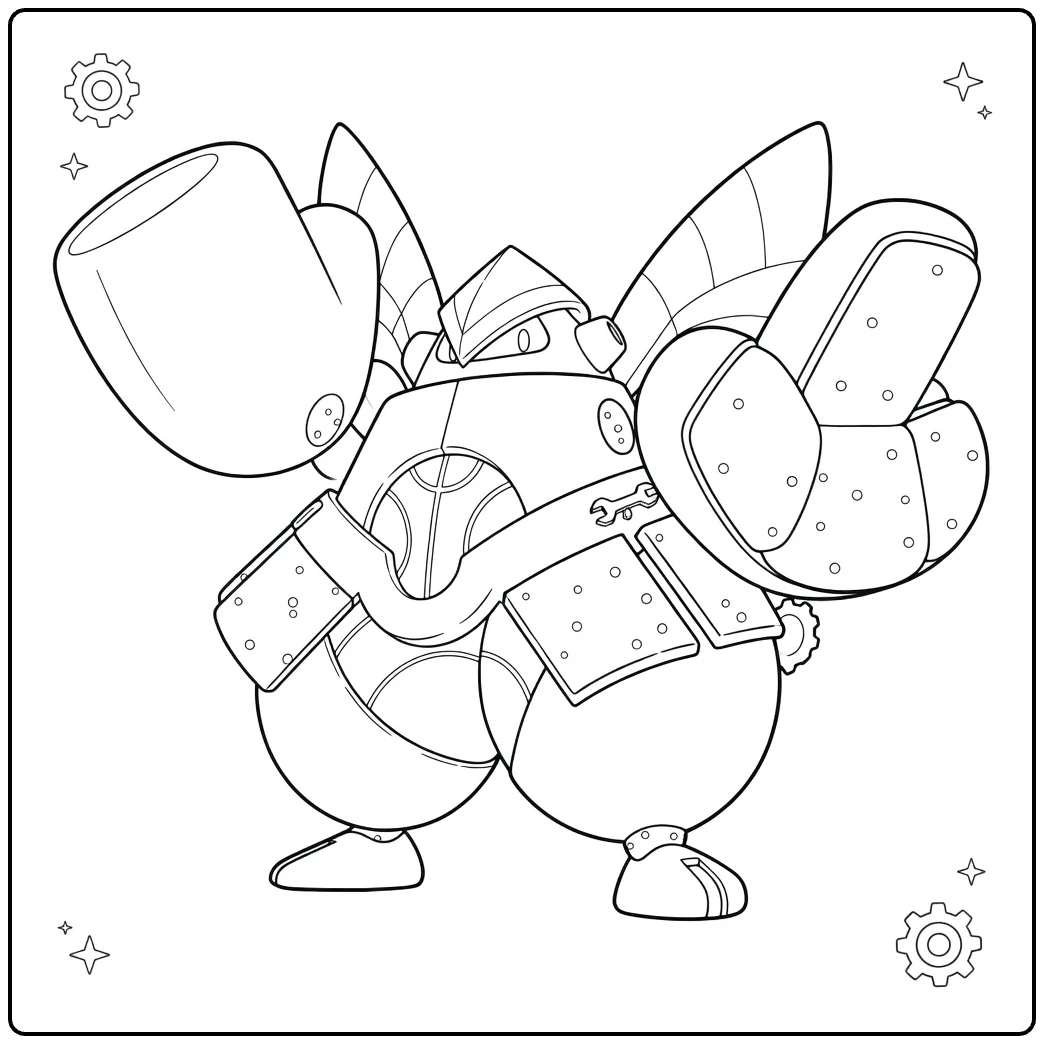 Pokemon Iron Hands kleurplaat: stoere robotvechter