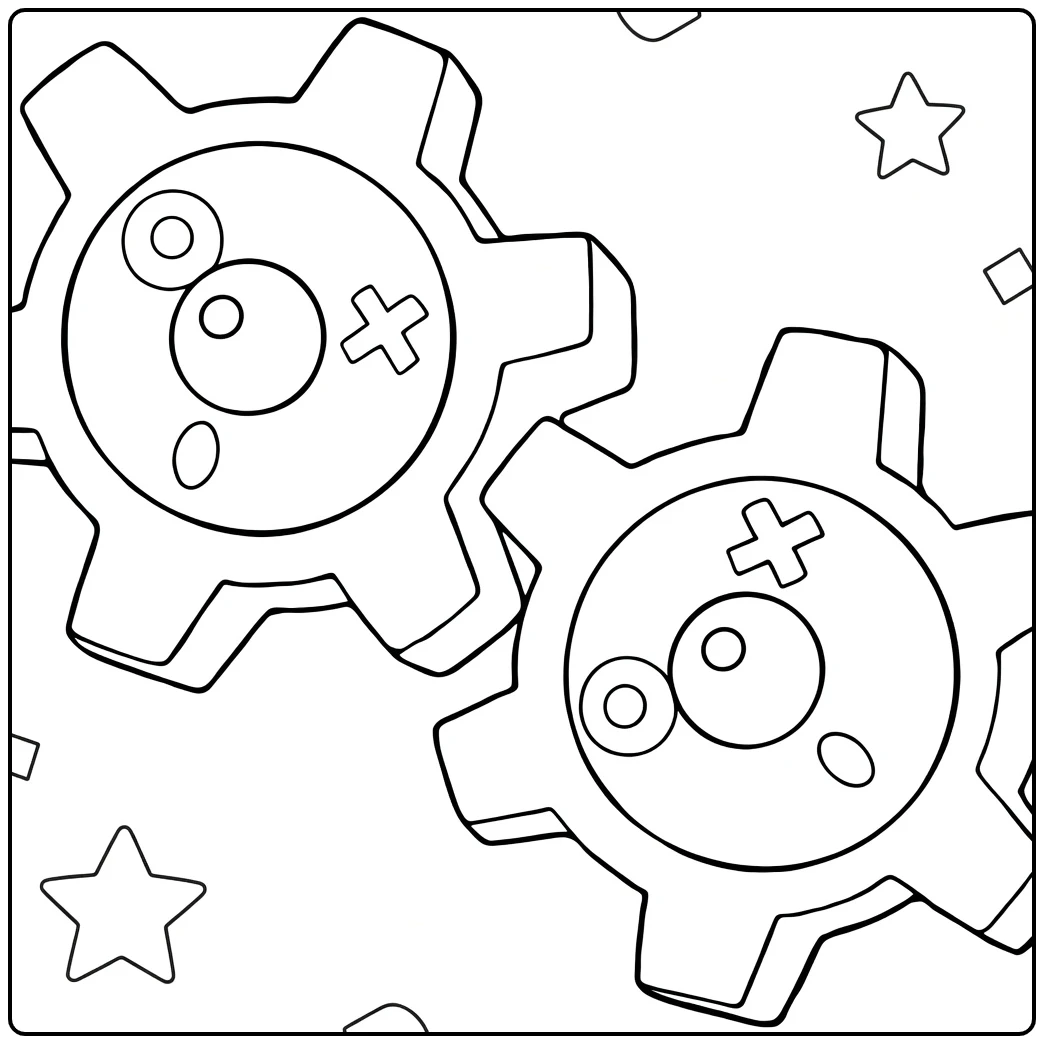Pokemon Klink kleurplaat met twee tandwielen Pokemon