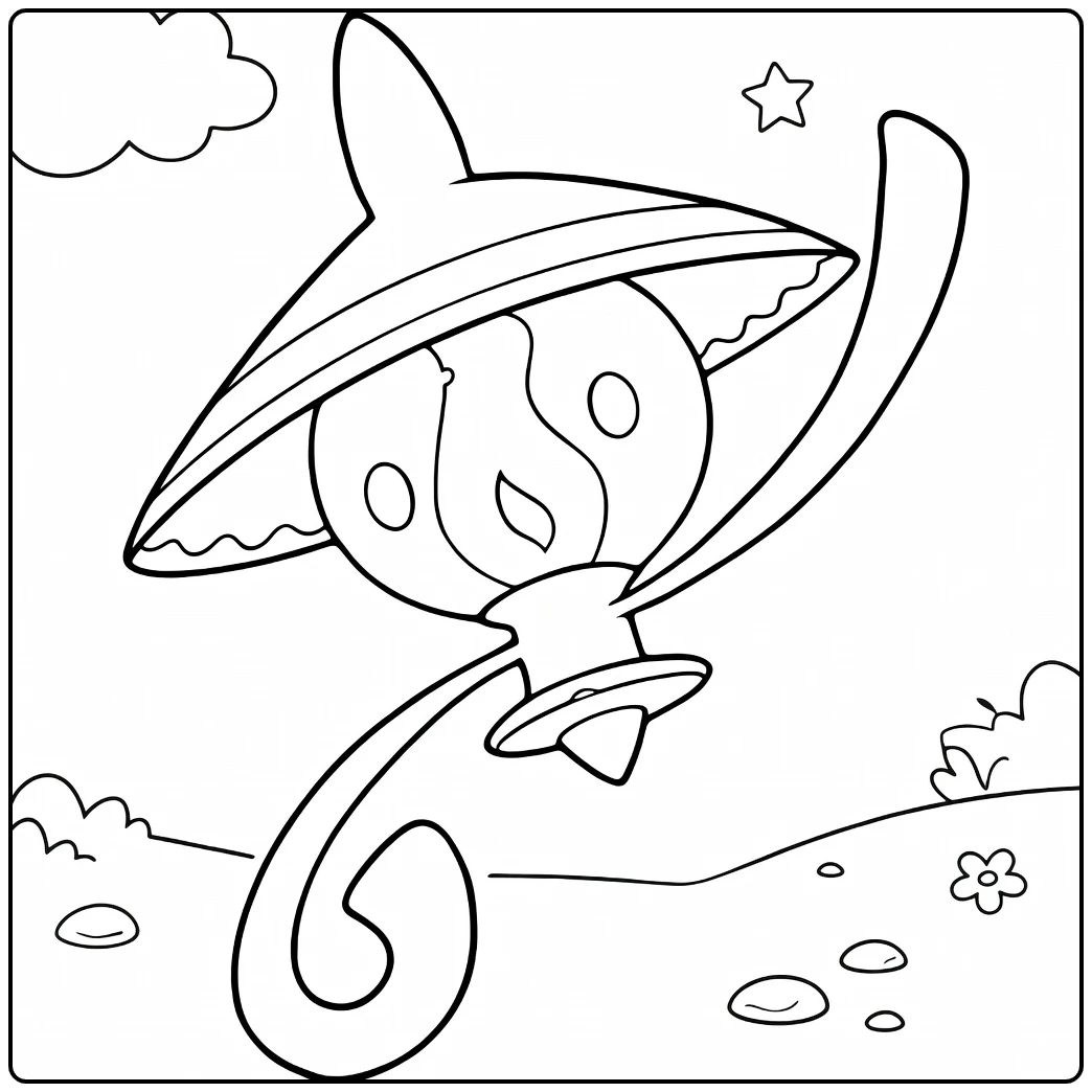Pokemon Lampent kleurplaat - spooklamp met vlammen