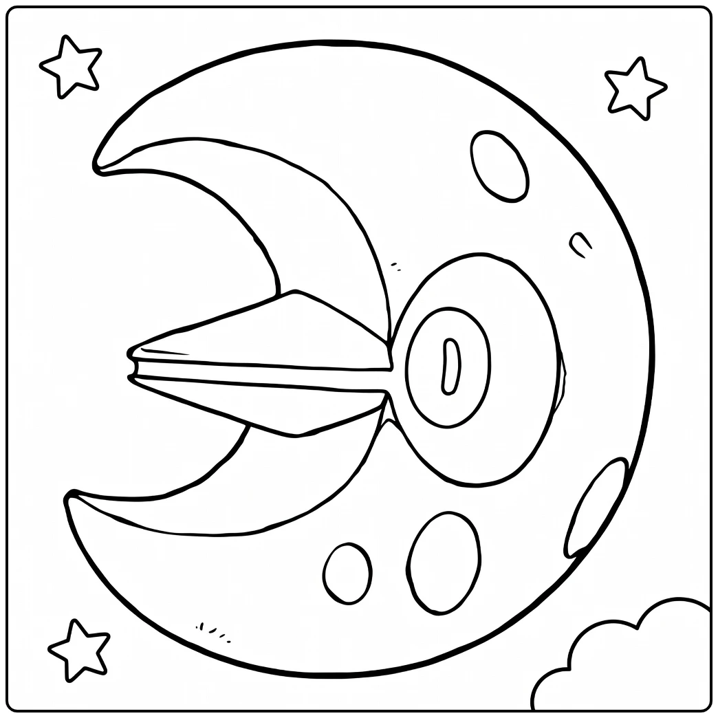 Pokemon Lunatone kleurplaat met maan en sterren