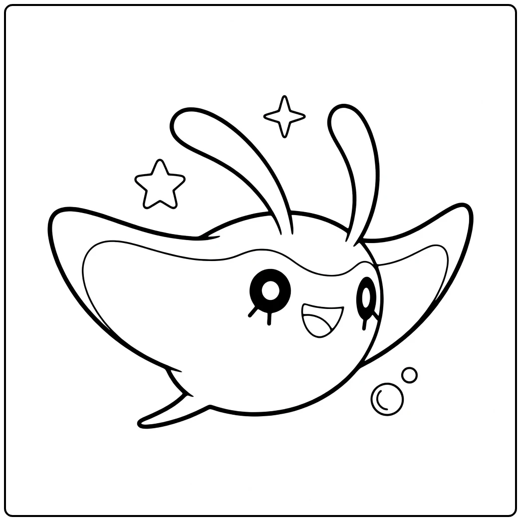 Pokemon Mantyke kleurplaat met sterren en bubbels