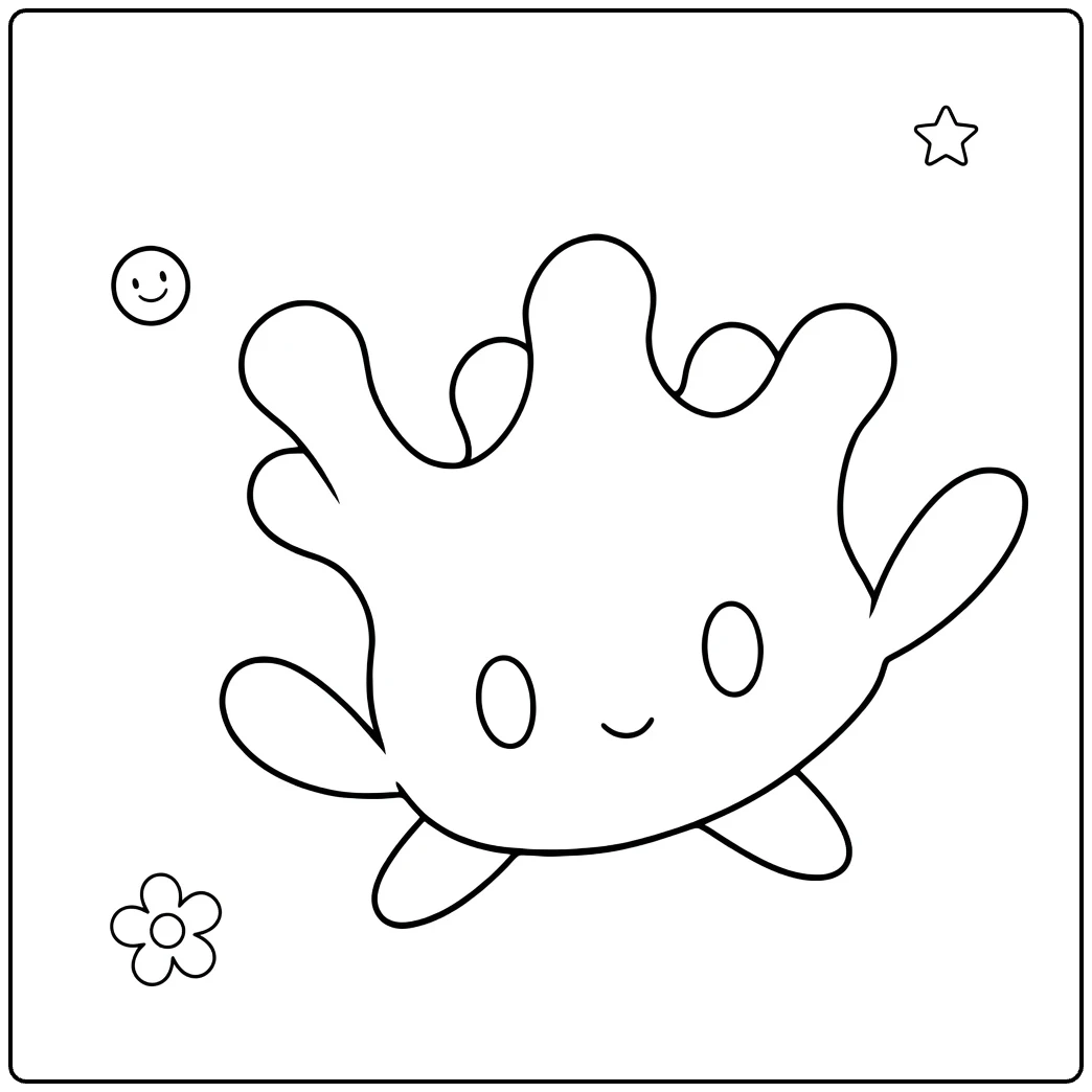 Pokemon Milcery kleurplaat: schattig zwaaiend met ster