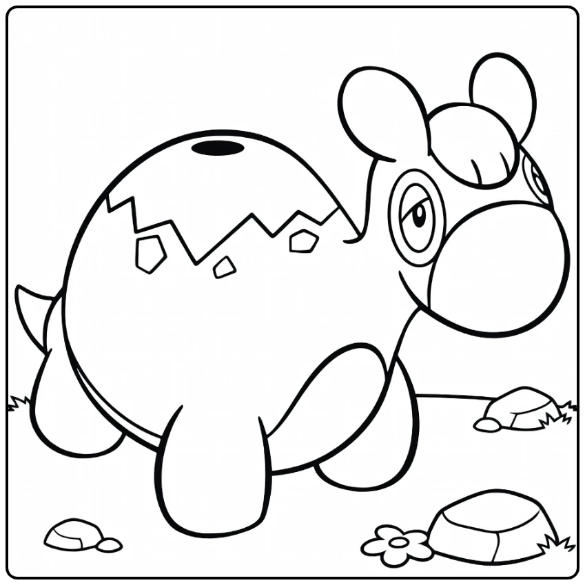 Pokemon Numel kleurplaat: schattige camel-Pokémon te kleuren