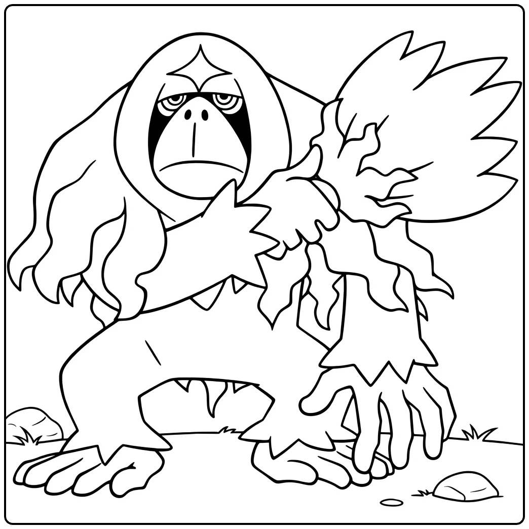 Pokemon Oranguru kleurplaat stoere orang-oetan