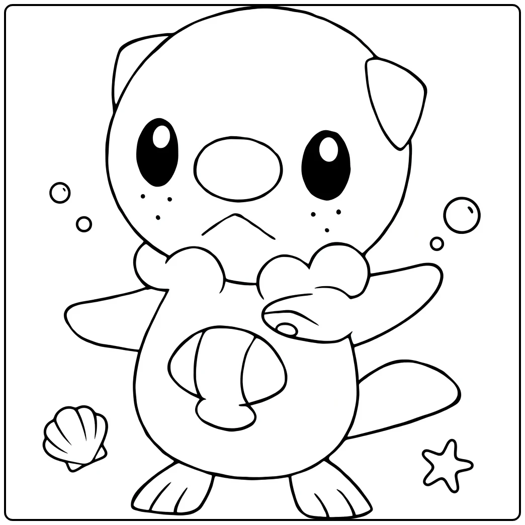 Pokemon Oshawott kleurplaat: schattige otter met bubbels