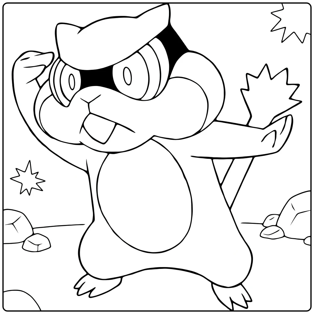 Pokemon Patrat kleurplaat in stoere pose met sterren