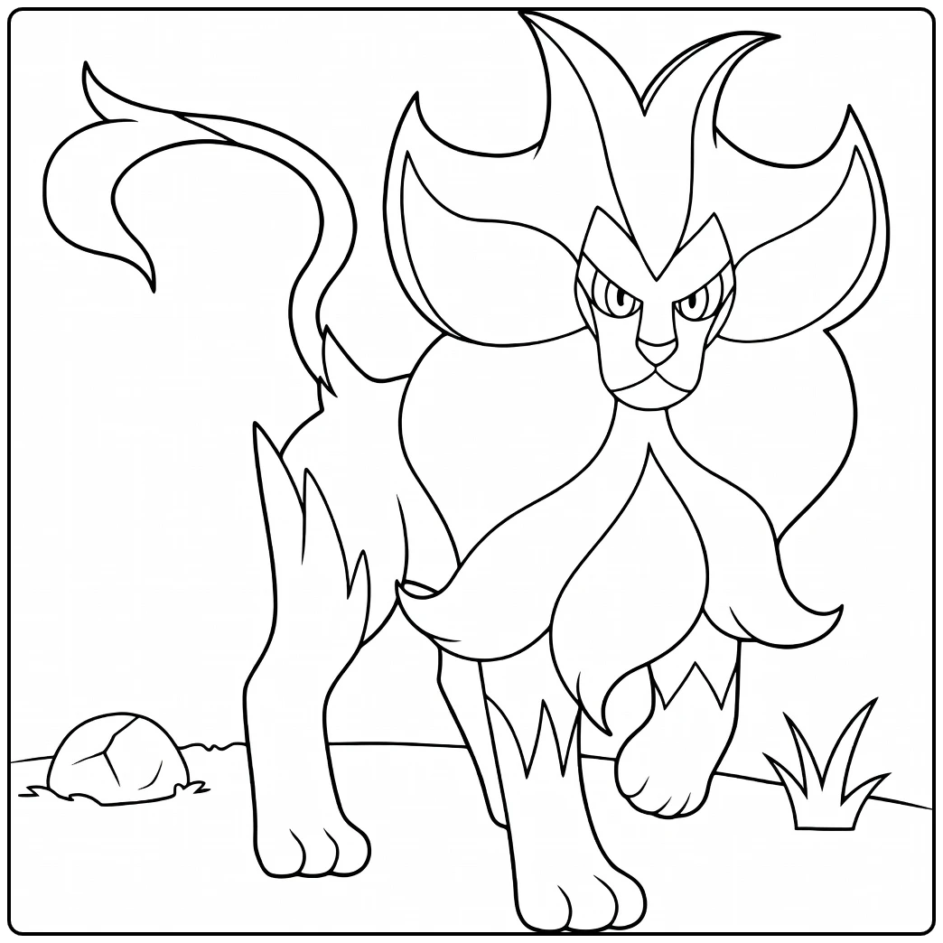 Pokemon Pyroar kleurplaat - stoere vuurleeuw