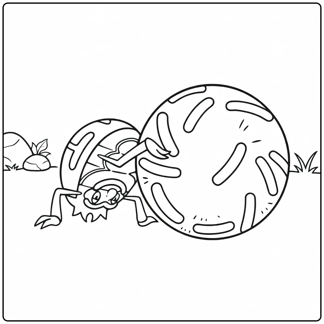 Pokemon Rabsca kleurplaat rollend met bal, leuke tekening